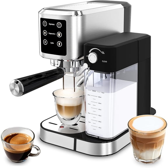 Espresso Machine 20 Bar Touchscreen Espresso Maker with Automatic Milk Frother for Cappuccino Latte,Stainless Steel Coffee Machine with Independent Frothing and Dual Heating System,Easy to Clean