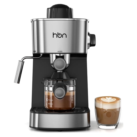 Espresso Machine, 3.5Bar Cappuccino & Latte Maker, 2-4 Cup Stainless Steel Coffee Machine with Milk Frother, 800W Espresso Machine Maker with Steamer, Compact Coffee Maker for Home and Office