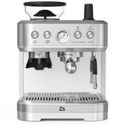 Espresso Machine with Built-in Grinder,Italian ULKA 15 Bar Espresso Machine - 85oz Water Tank, Dual PID Control, Milk Frother & Auto-Cleaning for Perfect Lattes and Cappuccinos