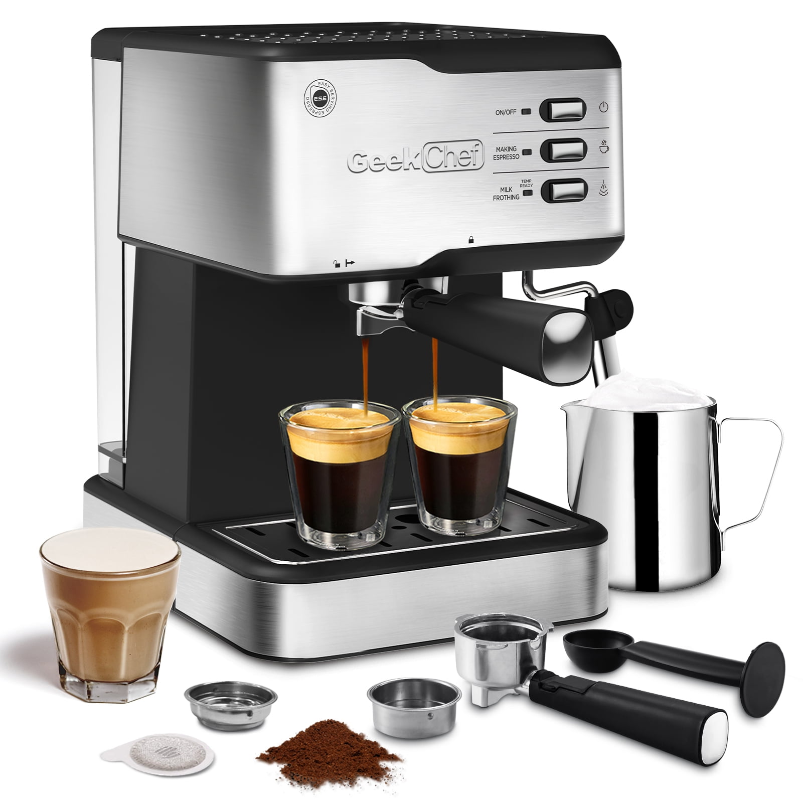 COWSAR Espresso Machine 20 Bar, Semi-Automatic Espresso Maker with Milk  Frother Steam Wand, Nespresso Capsule Compatible, 45 oz Removable Water  Tank
