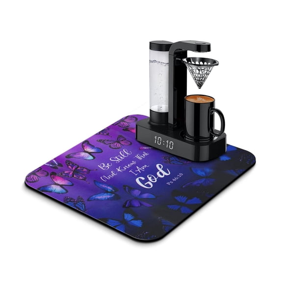 Espresso Machine Coffee Mat Butterfly & Boho Fantasy Design Absorbent & Non-Slip Pad