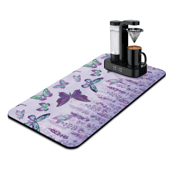 Espresso Machine Coffee Mat Butterfly & Boho Fantasy Design Absorbent & Non-Slip Pad