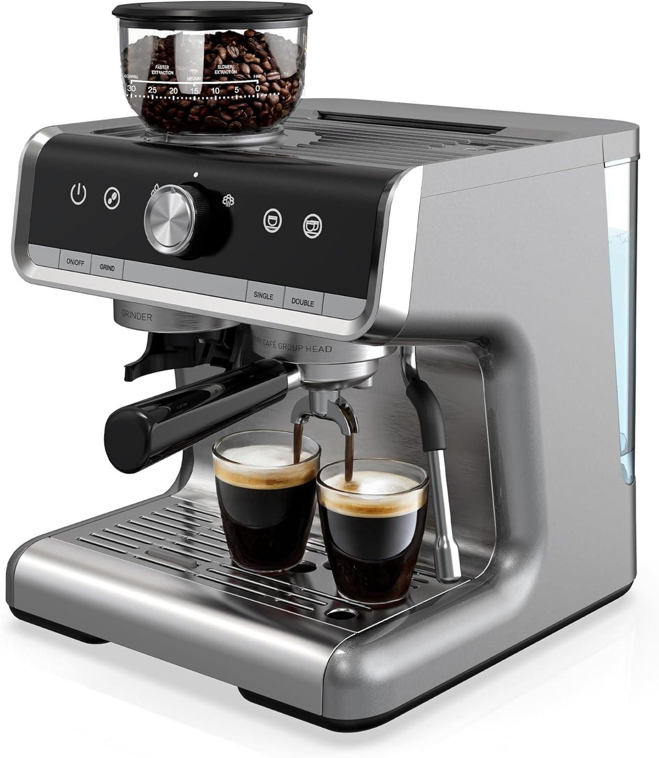 Espresso Machine For Home Barista with Grinder,Coffee Maker Steamer Wand,PID Temp Control, for Cappuccino Latte Macchiato,2.8 L Water Tank