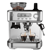 Espresso Machine with Grinder - 15 Bar Professional Cappuccino and Latte Maker with Powerful Milk Frother for Home Barista,LCD Display,Single & Double Cup Stainless Steel Coffee Maker
