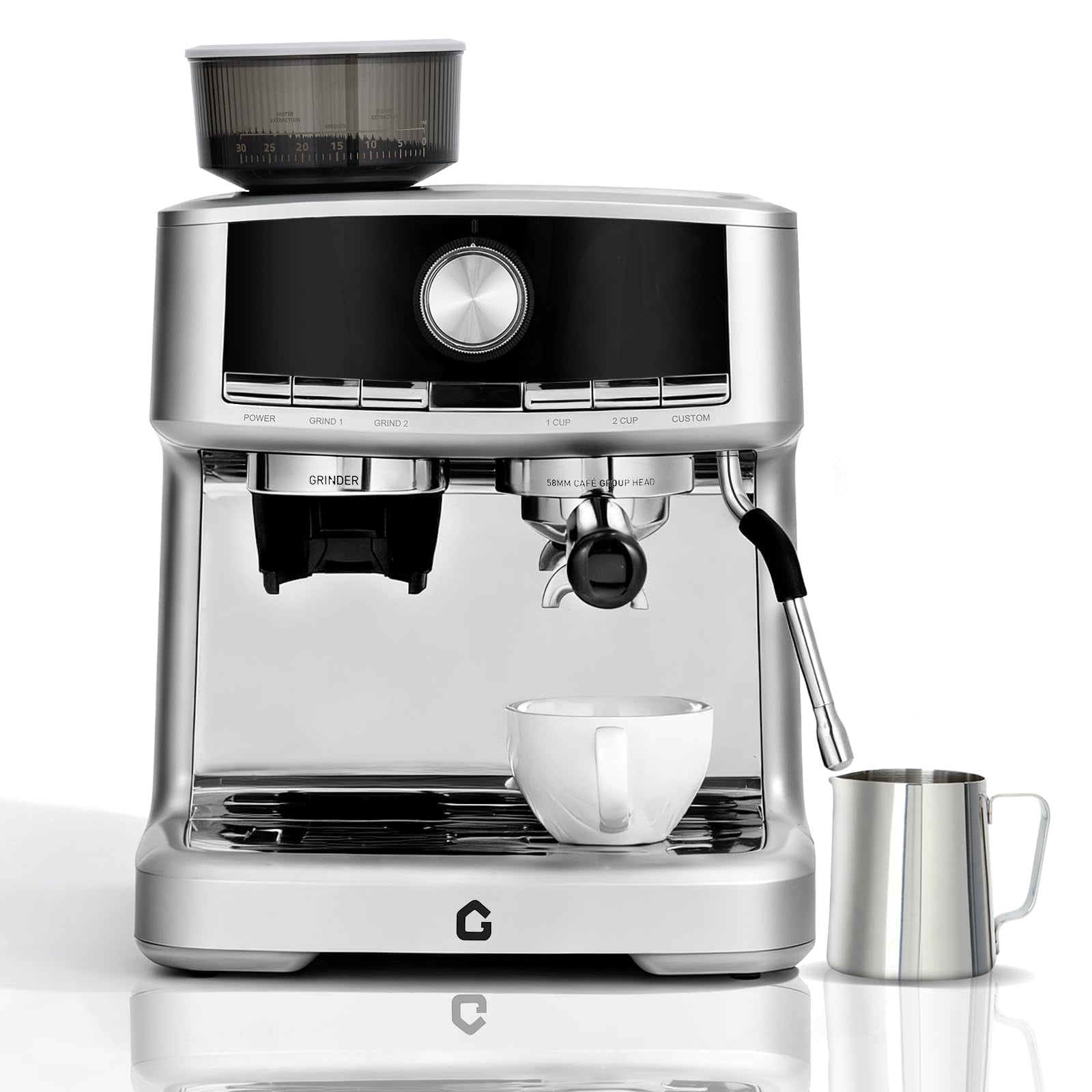 Espresso Machine with Grinder, 20 Bar Stainless Steel Professional Espresso Coffee Maker for Home, with Milk Frother & Steam Wand for Latte, Cappuccino & Barista-Style, Professional Home/Office Use