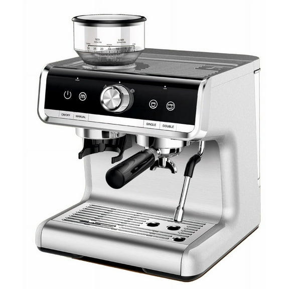 Espresso Machine with Grinder, Milk Frother Wand, 1450W, 20 Bar Professional Espresso Maker with Barista Kit, 2.8L Water Tank for Cappuccinos or Macchiatos