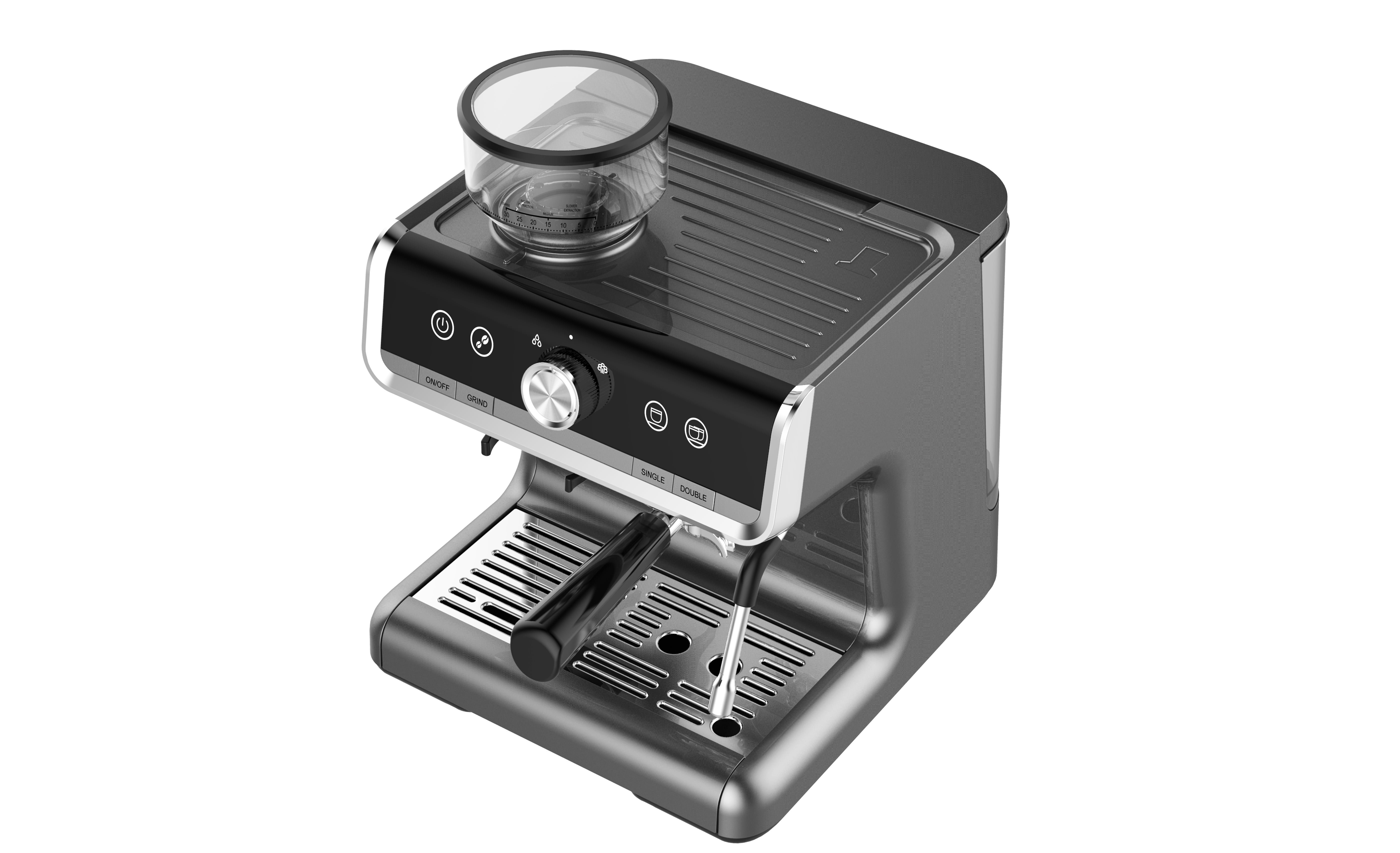 Espresso Machine with Grinder, Milk Frother Wand, 1450W, 20 Bar Professional Espresso Maker with Barista Kit, 2.8L Water Tank for Cappuccinos or Macchiatos