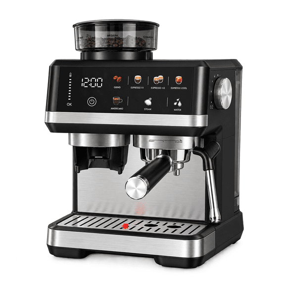Espresso Machine,Semi-Automatic Coffee Machine with Built-in Grinder,Preset Single & Double Cup Extraction, 20 Bar Coffee Maker with Milk Frother Steam Wand.