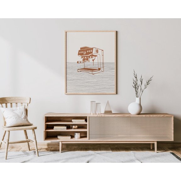 Espresso Machine Wall Art Print, Minimalist Coffee Bar Decor