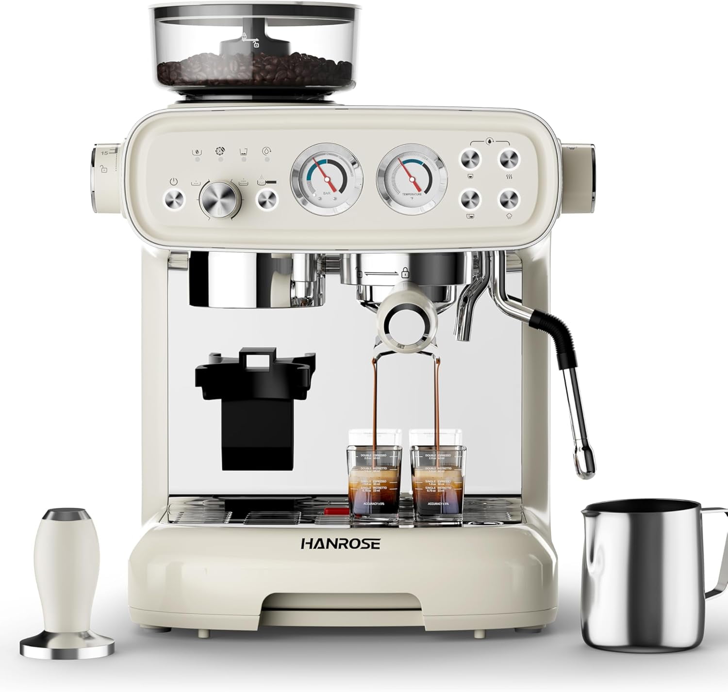 Espresso Machine With Grinder, 20 Bar with Milk Frother Steam Wand ...