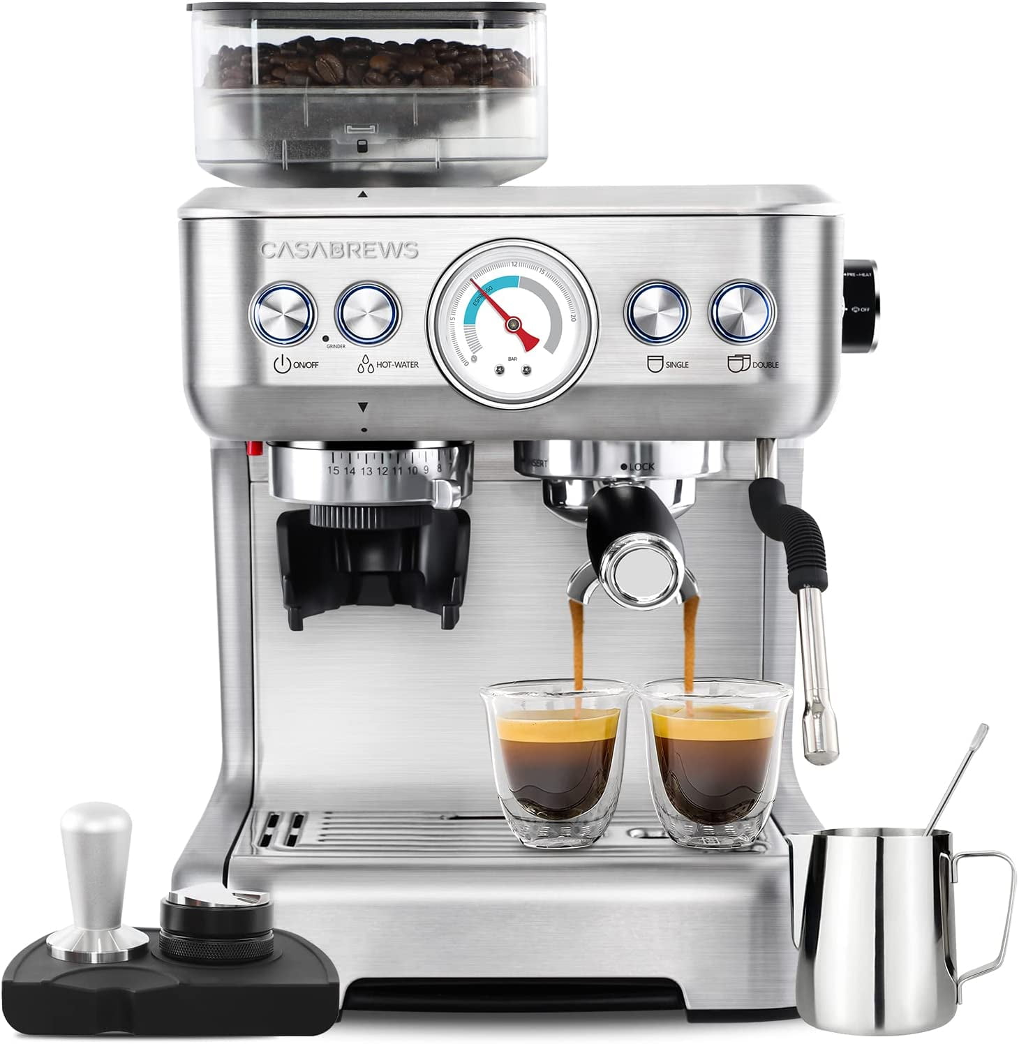 Chefman Espresso Machine, 7.5 Cups, Stainless Steel Black, Digital Barista  Pro Plus Espresso Machine with Milk Frother RJ54-BP-BLACK - The Home Depot