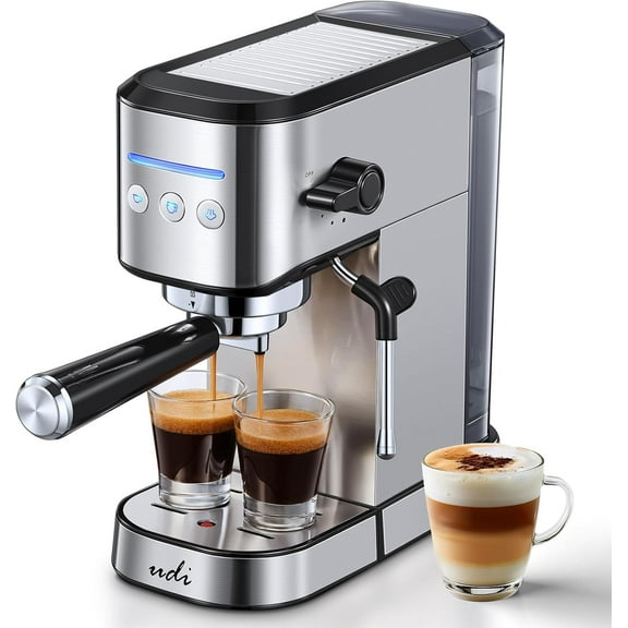 Espresso Machine with Milk Frother, Fully Automatic, Compact Stainless Steel Coffee Machine