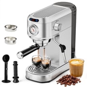 Espresso Machine with Steam Milk Frother, 20 Bar Professional for Home, Compact Stainless Steel with 34oz Removable Tank, Silver