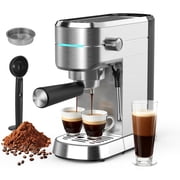 NICWIN Espresso Machine 15 Bar Compact Espresso Maker with Milk Frother Wand, 1350W Fast Heating Stainless Steel Coffee Machine for Espresso, Latte, Cappuccino, 7.3 Inch Wide