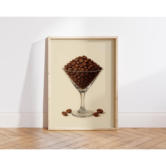 Espresso Martini Coffee Beans Poster Print, Kitchen Bar Cart Art (File), Poster Only