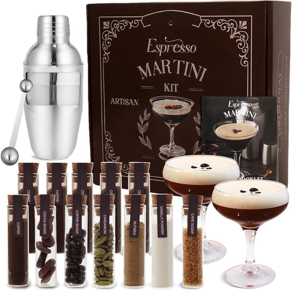 Espresso Martini Gifts - Complete Espresso Martini Kit Maker Set with Coffee Mix & 6 Botanicals, Kit, Gifts for Women, Birthday Gifts for Women, Sister, Her