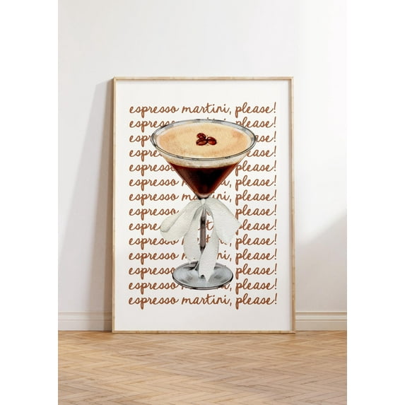Espresso Martini Please Print Trendy Apartment Wall Art Bar Cart Kitchen Decor, Unframed Canvas 24x36in