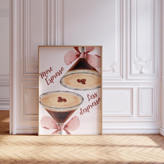 Espresso Martini Print, Coquette Bar Cart Art Pdf, 5 Sizes Home Decor #611, Stretched Canvas Size 16x24