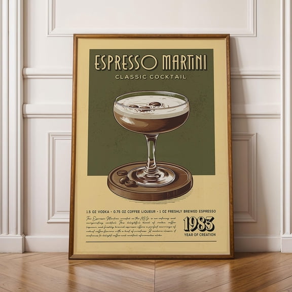 Espresso Martini Print Espresso Martini Classic Cocktail Bar Wall Art Bar Cart Art Prints Retro Cocktail Print Bar Accessories