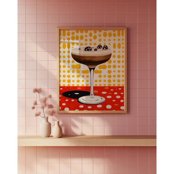 Espresso Martini – Retro Cocktail Print, Bold Kitchen Wall Art, Fun Mid-Century Bar Decor - Kusama Inspired - Pop Art Wall Art, Modern Wall Decor, 24x36 UNFRAMED
