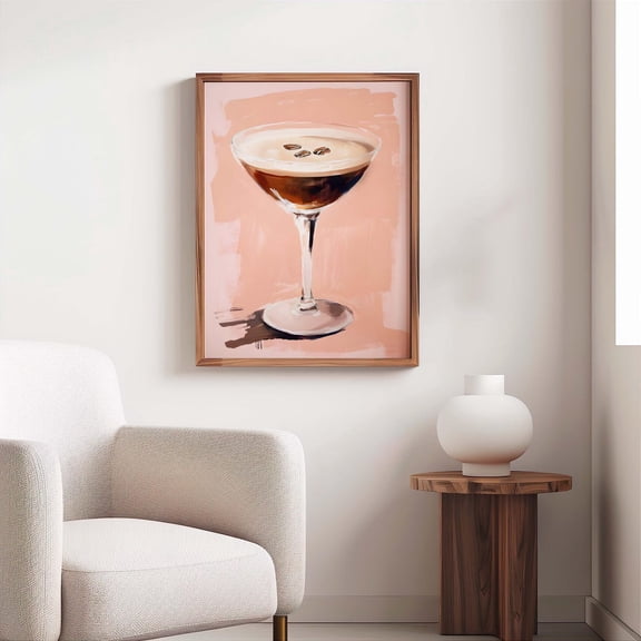 Espresso Martini Wall Art Poster, Ature Cocktail Poster, Bar Cart Decor, Espresso Lover Gift, Pastel Martini Art,, Unframed Poster Size 16x24