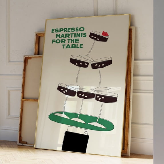 Espresso Martini Wall Art Print, Hand Illustrated, Apartment Aesthetic ...