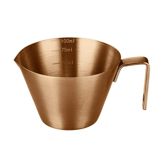 Espresso Measuring Cup with Handle Stainless Steels Espresso Coffee Extraction Cup 100ml Practical Ounces Cup,Espresso Measuring Cup Dishwasher Safe Stainless Steel Pouring Cup,Rose Gold,3.62x1.97"