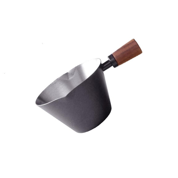 Espresso Measuring Cup with Stainless Steel Design and Ergonomic Wooden Grip 90ML Double Spouts Design Espresso Shot Cup