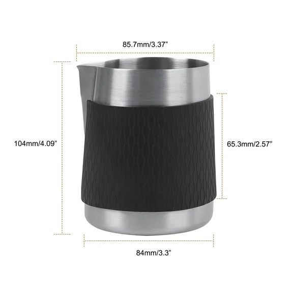 Espresso Milk Pitcher V3, 500ml Milk Frothing Jug without Handle, Espresso Steaming Pitcher with Sharp Spout for Espresso