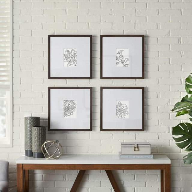 Espresso Modern Frame with White Matte Gallery Wall Picture Frames (Set