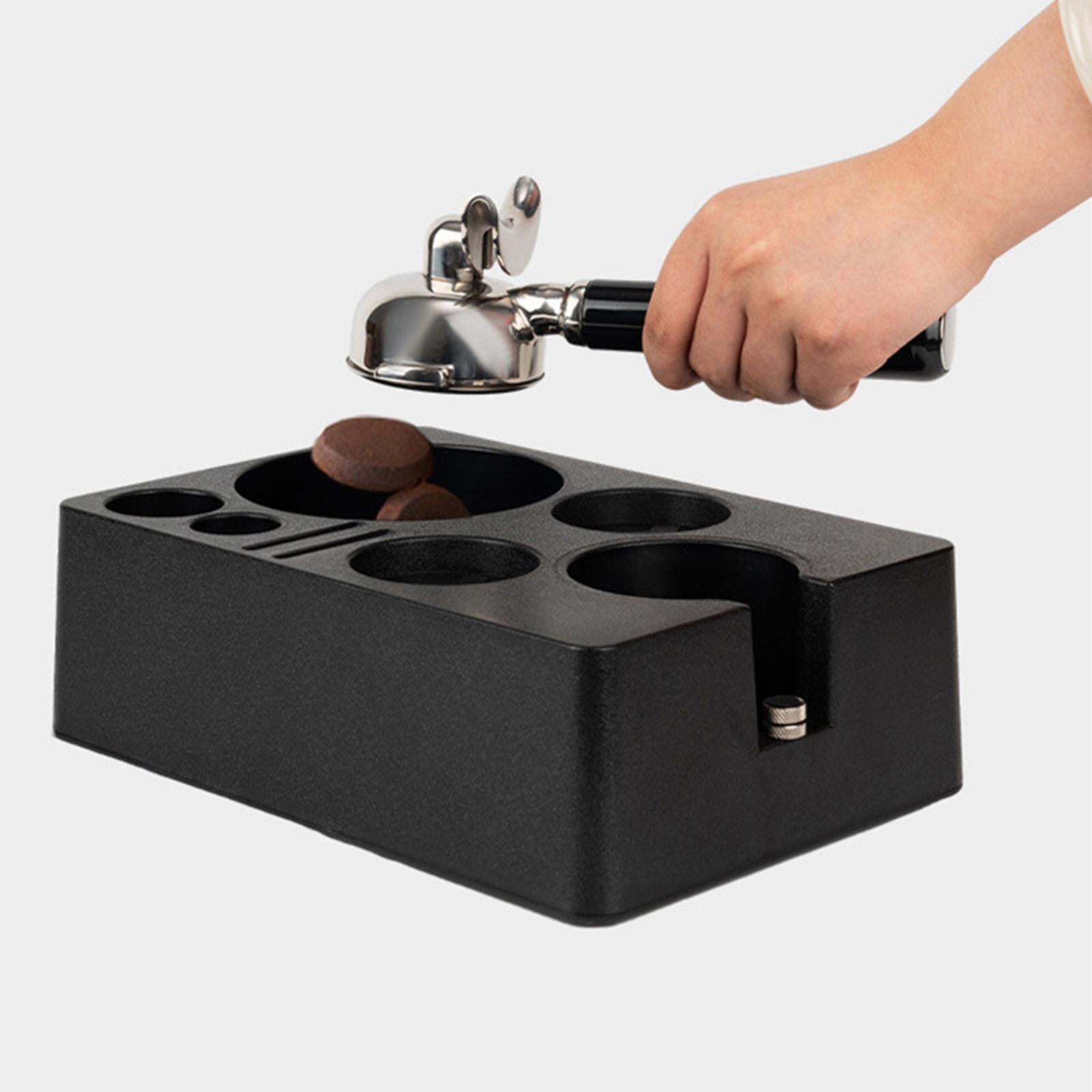 COOSIGAR 58mm Espresso Knock Box & Tamping Station – Walnut/Wood Base, Holds Tamper, Distributor & Portafilter, 1.5L Capacity