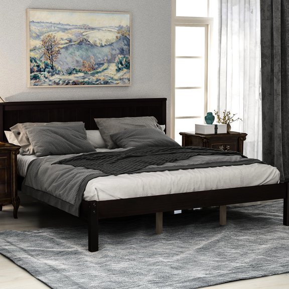 Espresso Platform Bed / Bedroom Decor Upgrade / Reliable Mattress Support