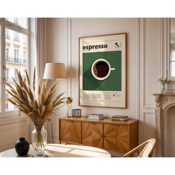 Espresso Poster, Retro Coffee Print, Unframed Paper Poster 8x10in