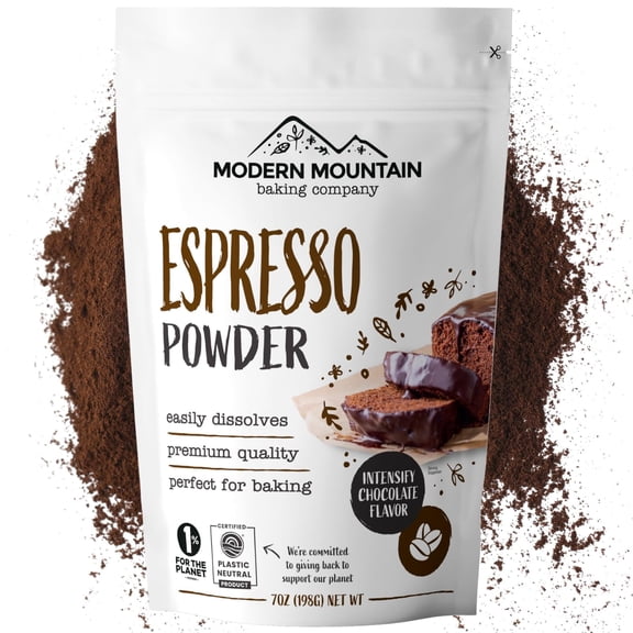 Espresso Powder (7oz) Fine Baking Powder for Rich Chocolate Flavor, All-Natural, Easily Dissolves, Non-GMO, Gluten-Free, Ideal for Baking & Desserts, Resealable Pouch