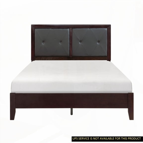 Espresso Queen Bed - Faux Leather, Button-Tufted Headboard, Malaysia