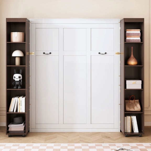 Queen Size MDF Storage Bed with Flip Doors,Espresso for Bedroom