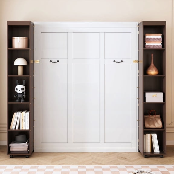 Espresso Queen Murphy Bed with Storage Doors - Functional & Aesthetic