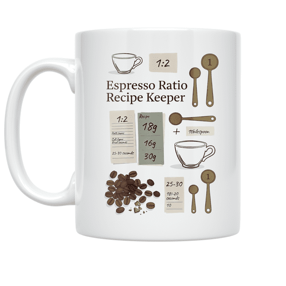 Espresso Ratio Recipe Keeper - Coffee Enthusiast - 11 oz Ceramic Coffee Mug