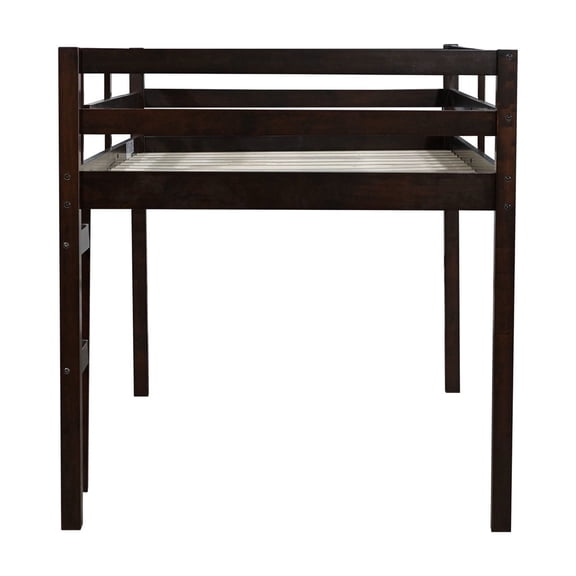 Espresso Rubber Wood Twin Loft Bed / Combine Style and Functionality