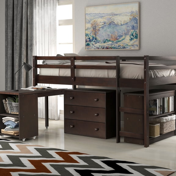 Espresso Shade - Under - Loft Fort and Storage - Family Room - Engaging and Practical Bed