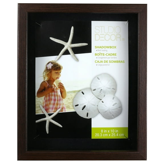 8" x 10" Espresso Shadow Box by Studio Dcor - Memory Box Display Case for Keepsakes - Mementos - and Memorabilia - 1 Pack