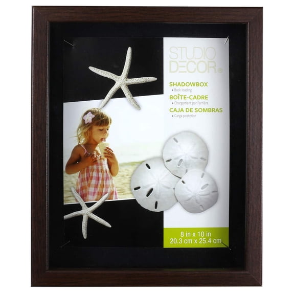8" x 10" Espresso Shadow Box by Studio Décor - Memory Box Display Case for Keepsakes - Mementos - and Memorabilia - 1 Pack