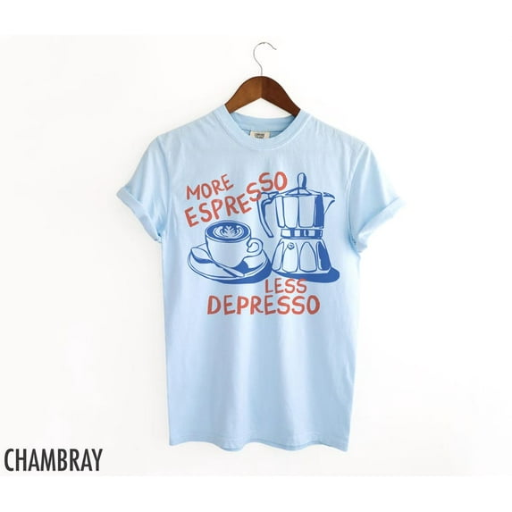 Espresso Shirt, Coffee Shirt, Funny Coffee Tshirt, Retro Graphic Tee, Vintage Aesthetic, Coffee Lover Gift, More Espresso Less Depresso