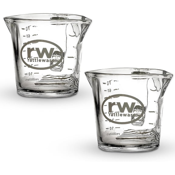 Espresso Shot Glass Pitcher  Double Spouted Genuine Barista Measuring Cup with Graduations in Ml & Oz  High-Volume, Commercial-Grade for Swift Espresso Pouring & Precision (3 Oz, 2-Pc)