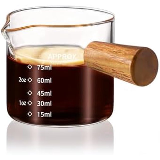 Espresso Shots Cup with Wood Handle, Clear Glass Espresso Machine
