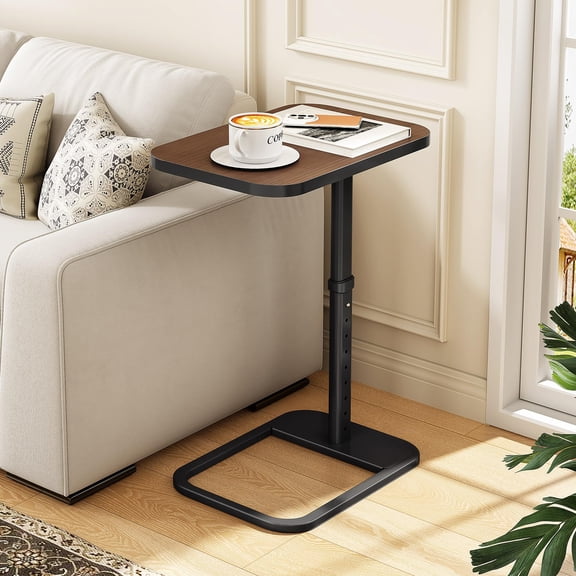 Espresso Standard TV Tray Table, Adjustable Height, For Eating Working Small Spaces