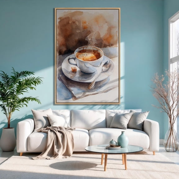 Espresso, Steaming Coffee Cup Wall Art, 8x12 UNFRAMED
