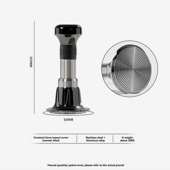 Espresso Tamper Constant Force Impact Powder Thread Coffee Distributor Leveler Tool Hand 51MM