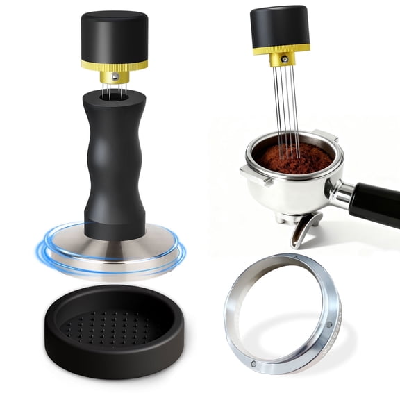 Espresso Tamper & WDT Tool Set - Compatible with Portafilter - Stainless Steel Coffee Tamper with Needle Distributor - Coffee Accessories Gift for Home Baristas