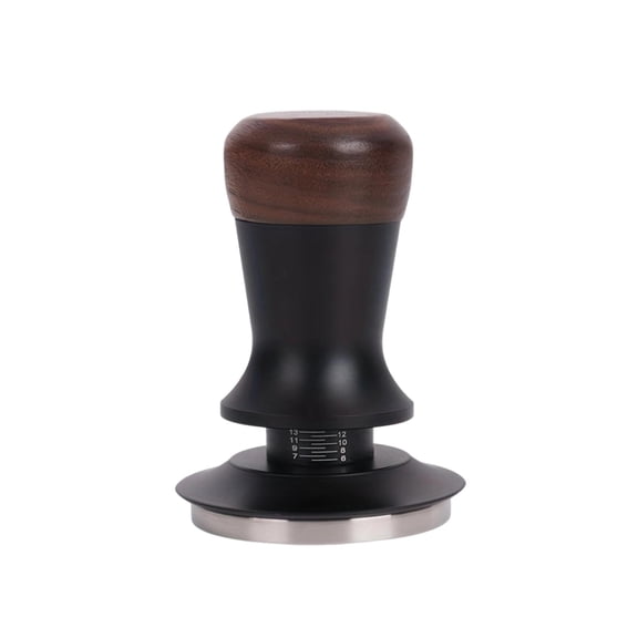 Espresso Tamper Walnut Handle Adjustable Height Constant Force for Coffee Bar Home Brewing